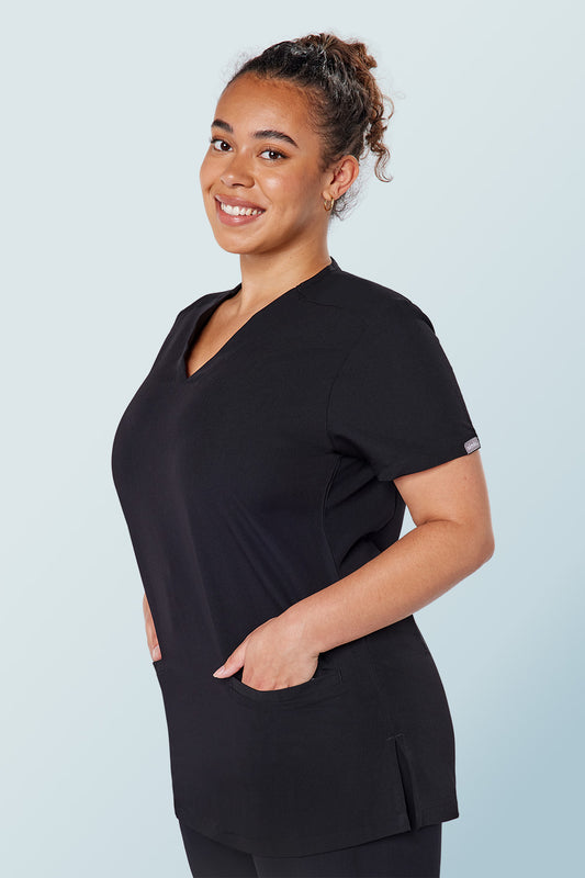 Ari Two-pocket Scrub Top Black