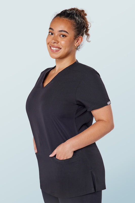 Ari Two-pocket Scrub Top Black