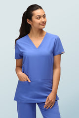 Ari Two-pocket Scrub Top Ceil Blue