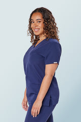 Ari Two-pocket Scrub Top Navy