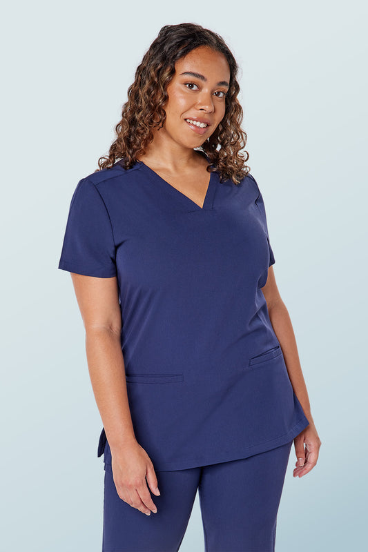 Ari Two-pocket Scrub Top Navy