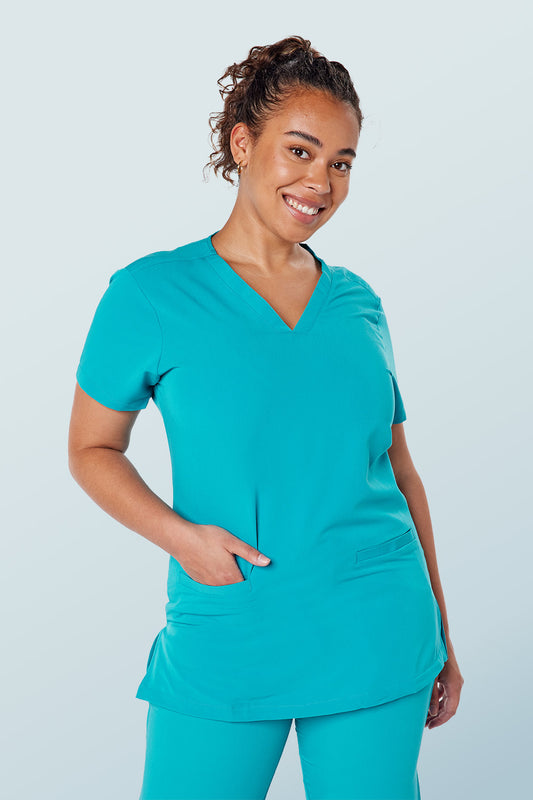 Ari Two-pocket Scrub Top Teal