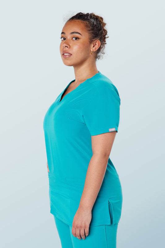 Ari Two-pocket Scrub Top Teal