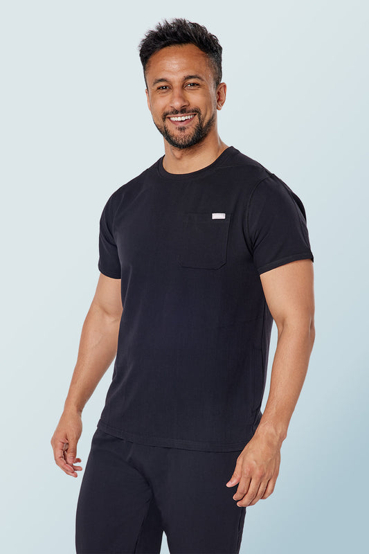 Miles Crew Neck Scrub Top Black