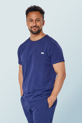 Miles Crew Neck Scrub Top Navy