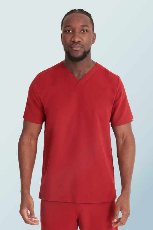 Oscar Two-pocket Scrub Top Burgundy