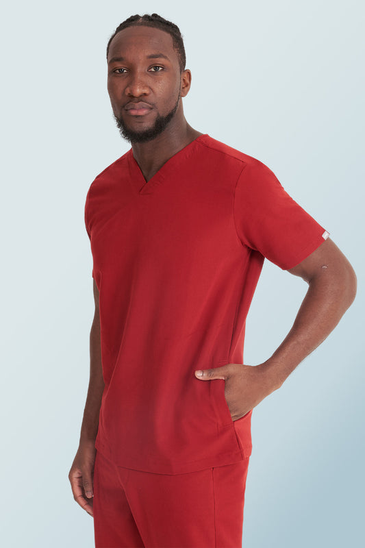 Oscar Two-pocket Scrub Top Burgundy