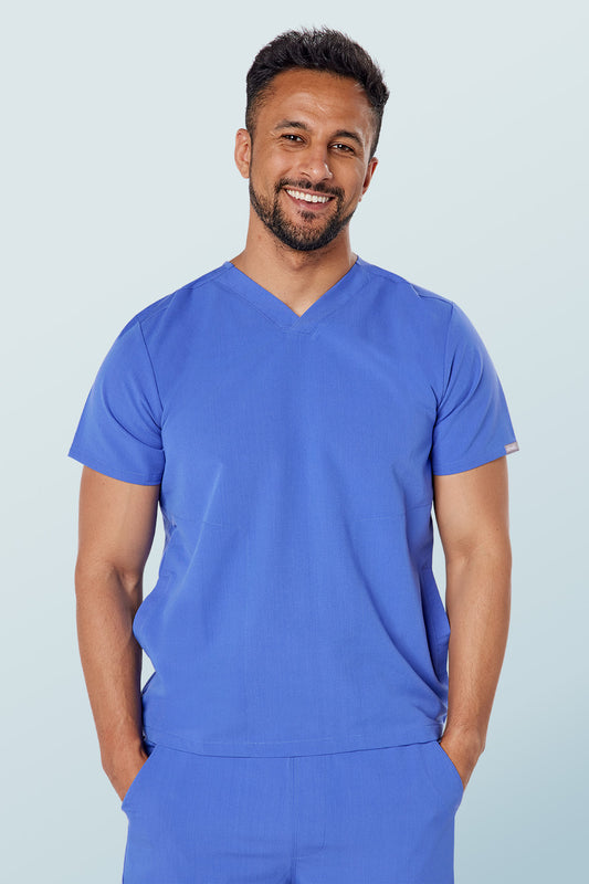 Oscar Two-pocket Scrub Top Ceil Blue