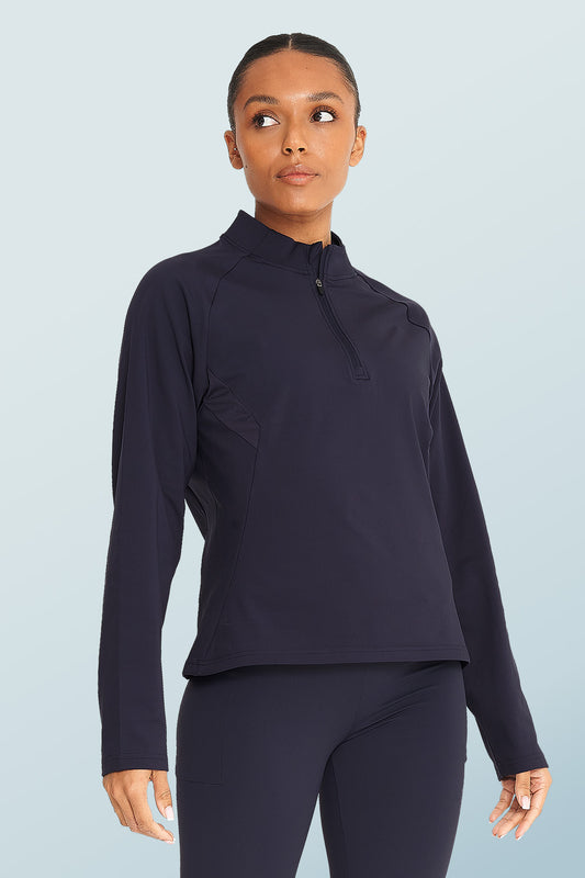 Fleece-Lined Quarter Zip Top Navy