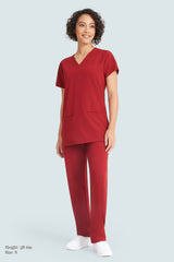 Ari Two-pocket Scrub Top Burgundy