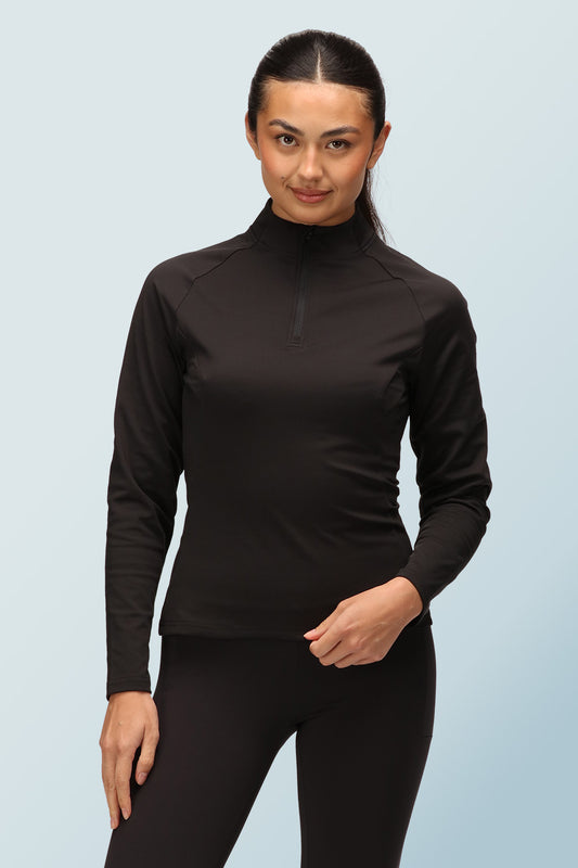 Fleece-Lined Quarter Zip Top Black